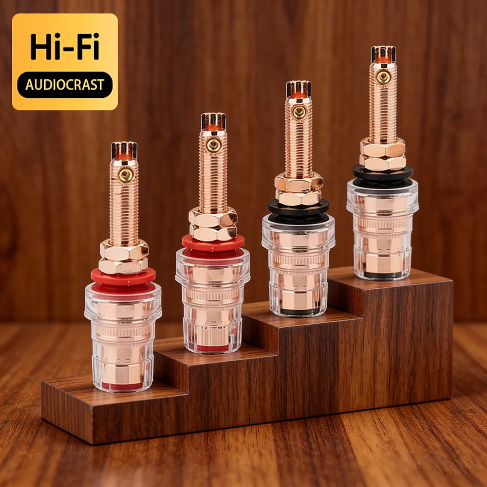 4Pcs Hi-End Pure Red Copper Hifi Audio Speaker Amplifier Binding Post Terminal 65mm