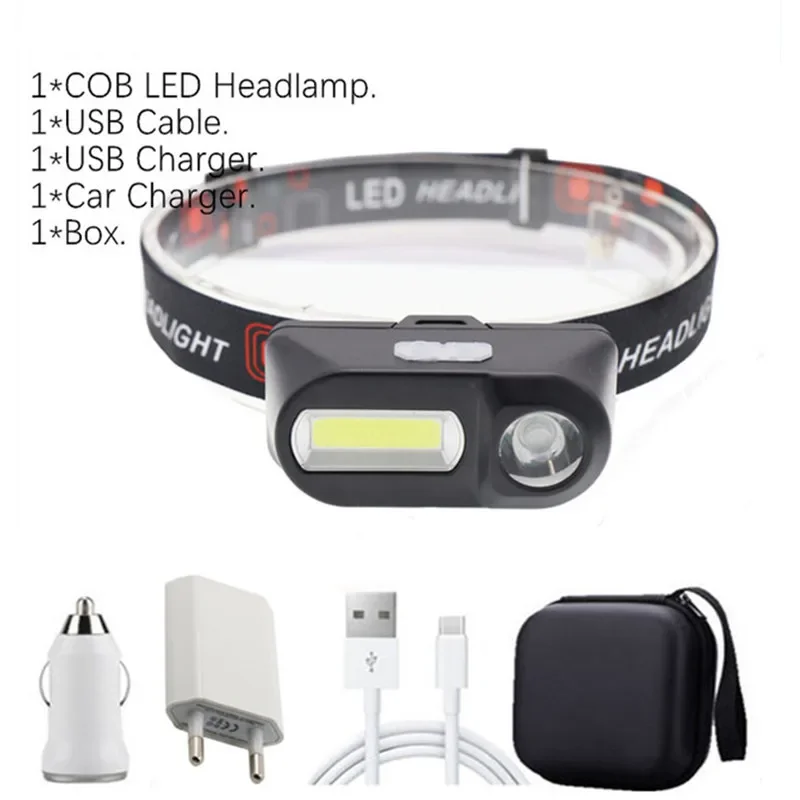 Drop Shipping 5 modes LED With Rechargeable 18650 Battery USB Portable Flashlight Lantern Headlamp Outdoor Camping Headlight