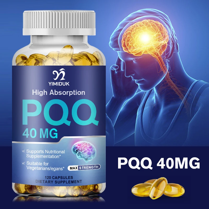 

60/120 Capsules PQQ Supplement 40mg, Maximum Strength, Pyrroloquinoline Quinone Disodium, Supports Brain, Promotes Heart Health