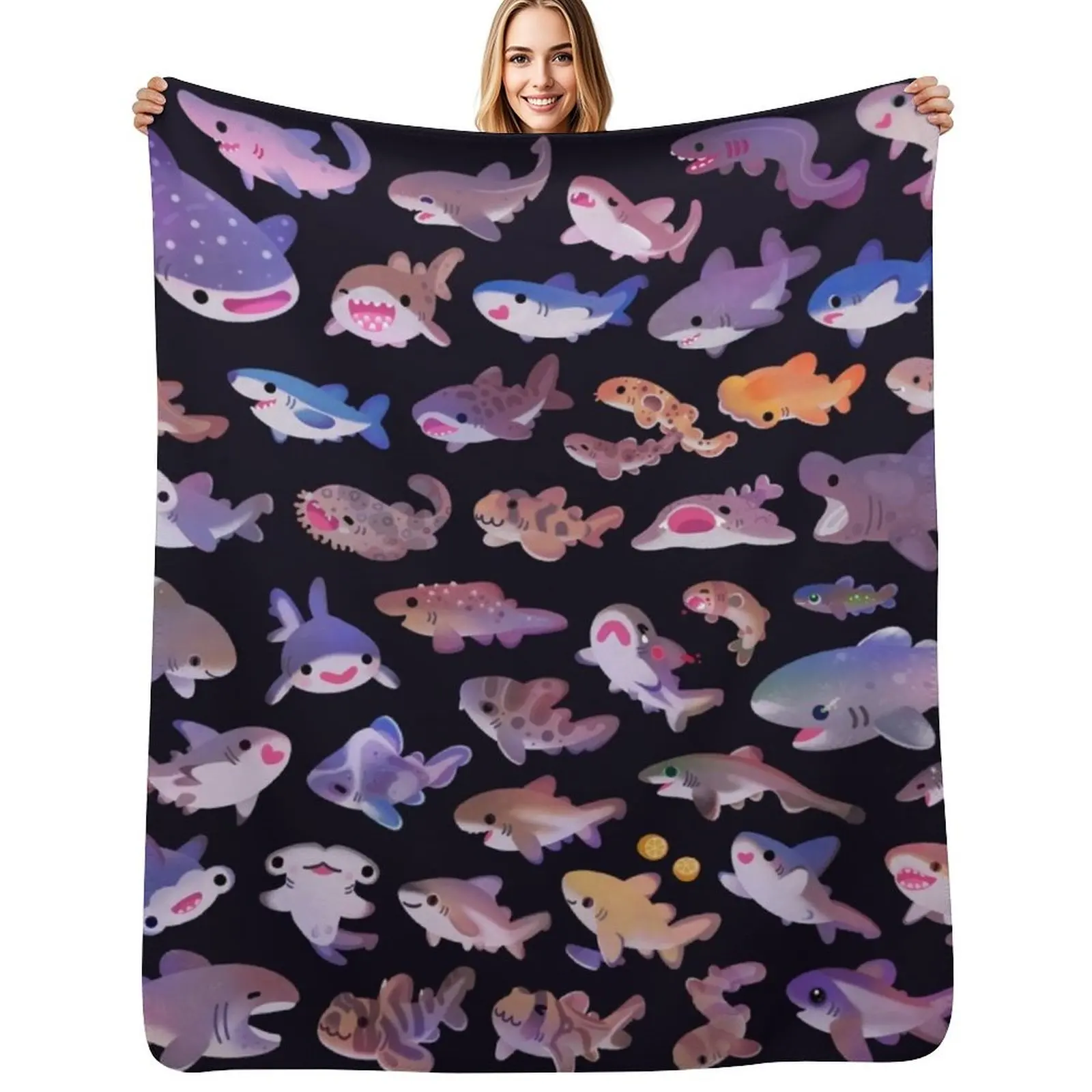 Shark day - combine Throw Blanket Multi-Purpose Bed covers Sofas bed plaid blankets ands Giant Sofa Blankets