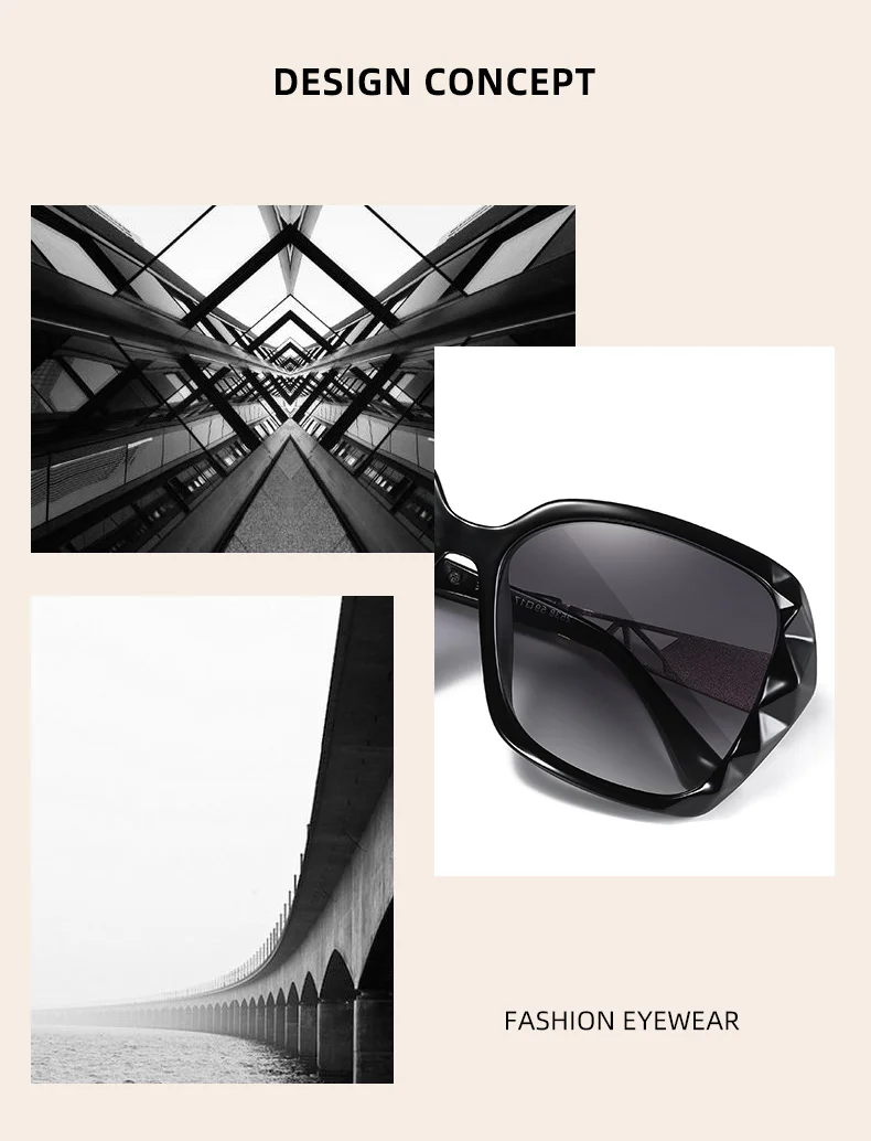 BARCUR Leichte, luxuriöse und elegante Sonnenbrille im Urlaubsstil mit großer Rahmendekoration, Gesichtsform, UV-Schutz – Detail 2