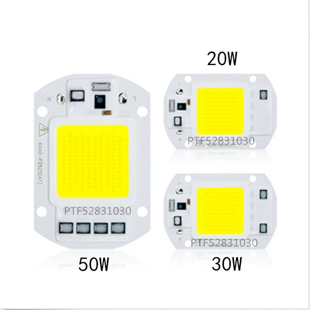 

COB LED Chip 50W 220V 30W 20W 10W 3W Smart IC No Need Driver LED Bulb Lamp For DIY Floodlight Spotlight