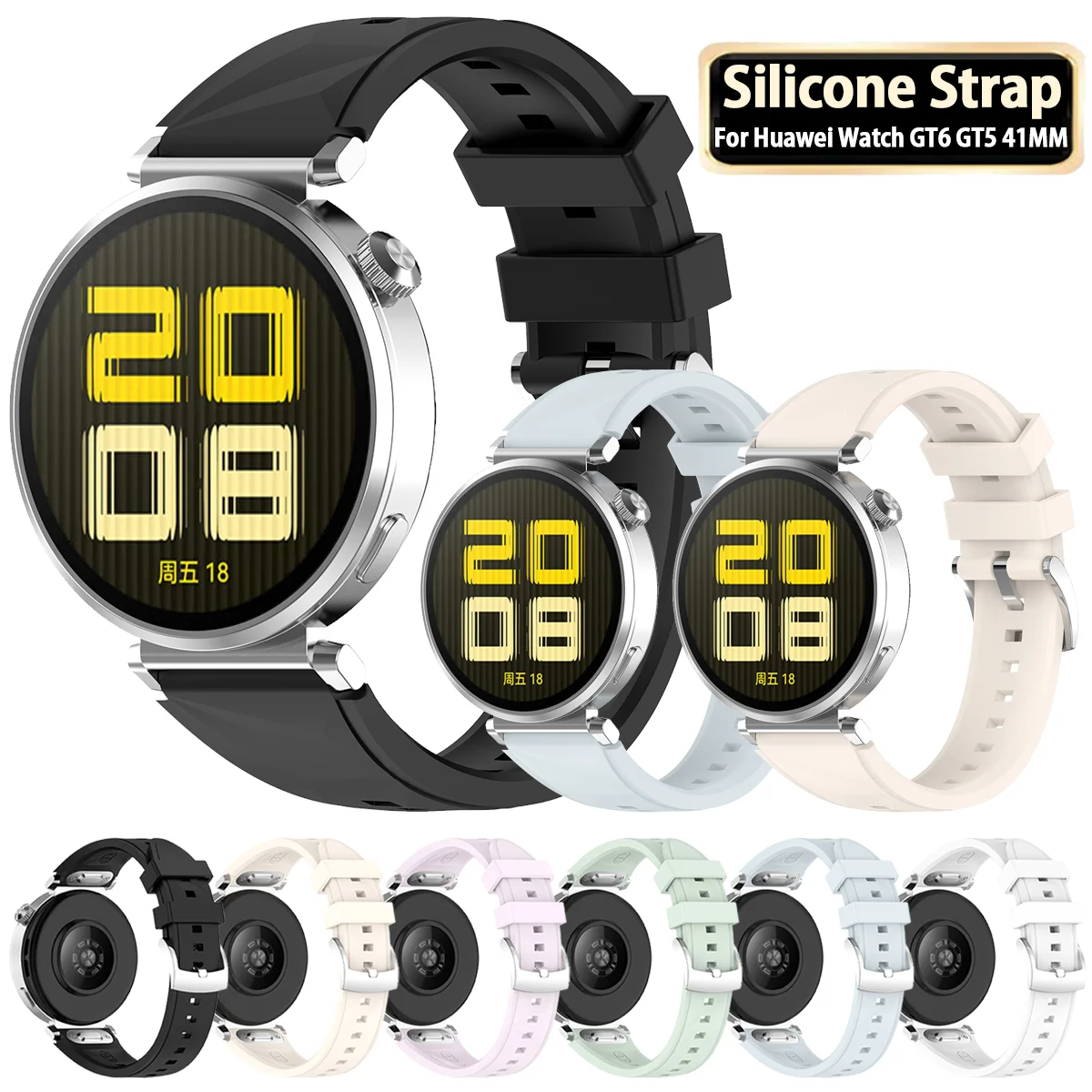 

Silicone Strap For Huawei Watch GT6 GT5 GT4 41MM Smart Watch Wristband Silicone Band Replacement 22mm Watchband