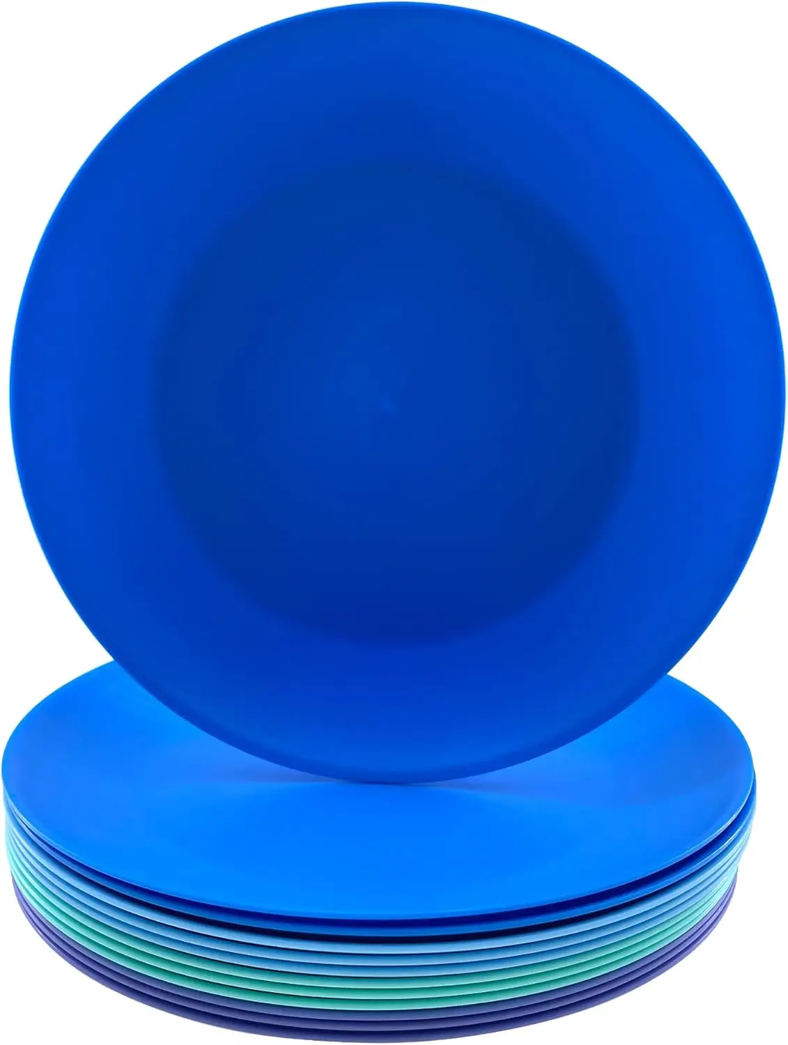 

Plastic Plates Reusable - 10 inch Unbreakable Dinner Plate set of 12 - BPA Free Dishwasher Safe Microwave Plates - Everyday Larg