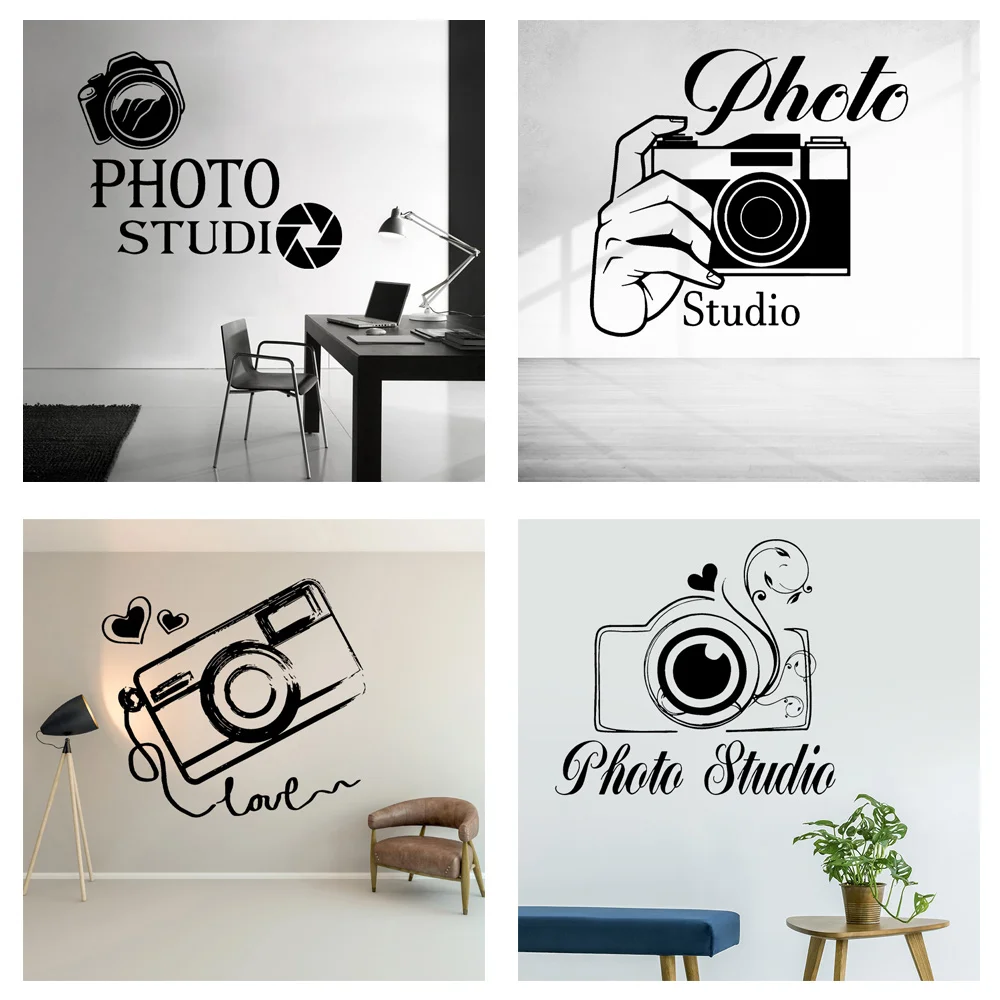 Photography Studio Logo Wall Decal Vinyl Window Sticker Camera Art Decorations for Business Room Office Photo Studio Decor G168