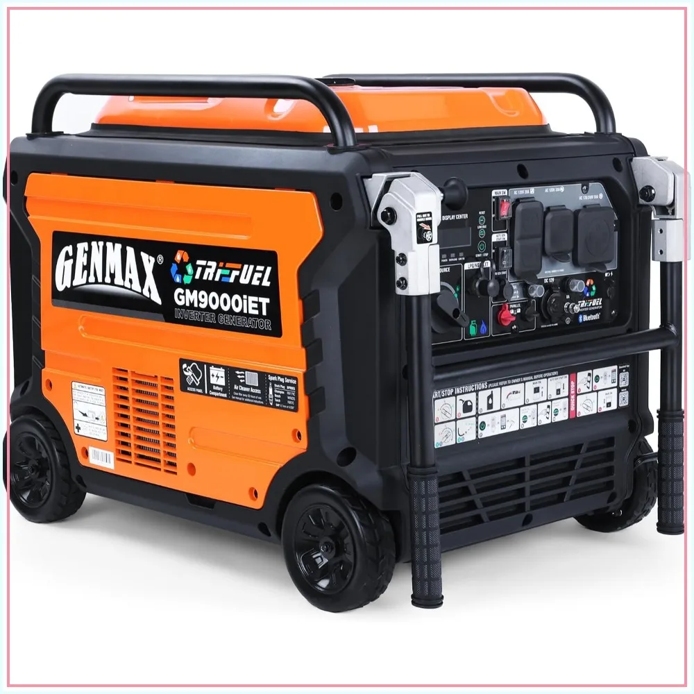 9000W Tri Fuel Portable Inverter Generator Remote Electric Start Bluetooth Home Backup