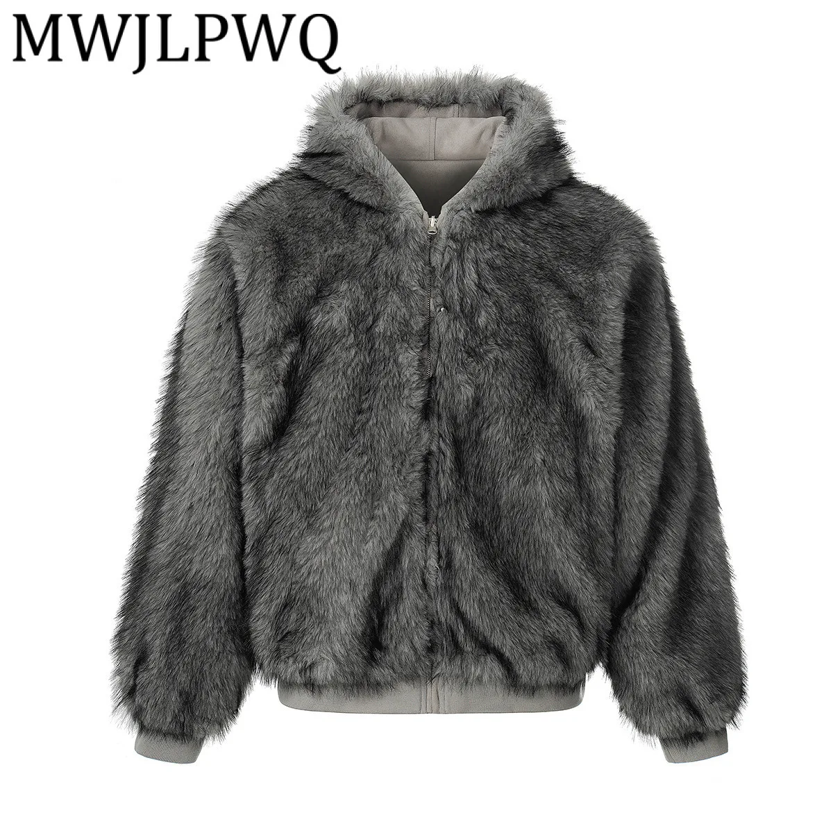 MWJLPWQ العصرية 2025 جديد الشتاء الفراء طوق الصوف سترة قطن الذكور شارع العليا عكسها تصميم سستة معطف مقنع شيك 21725 #1