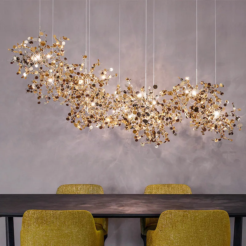 

Creative sequin chrome plated chandelier bar counter clothing store luxury chandelier modern living room decorative LED light