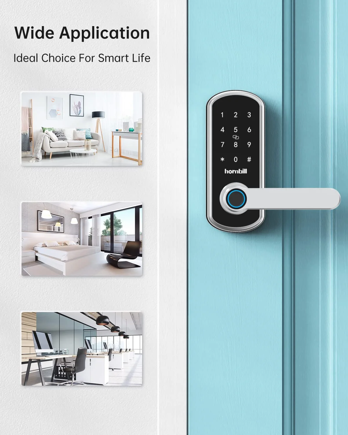 Hornbill Fingerprint Smart Door Lock Biometric Electric Digital Password Locks Keyless Entry Door Handle Security For Home Safe