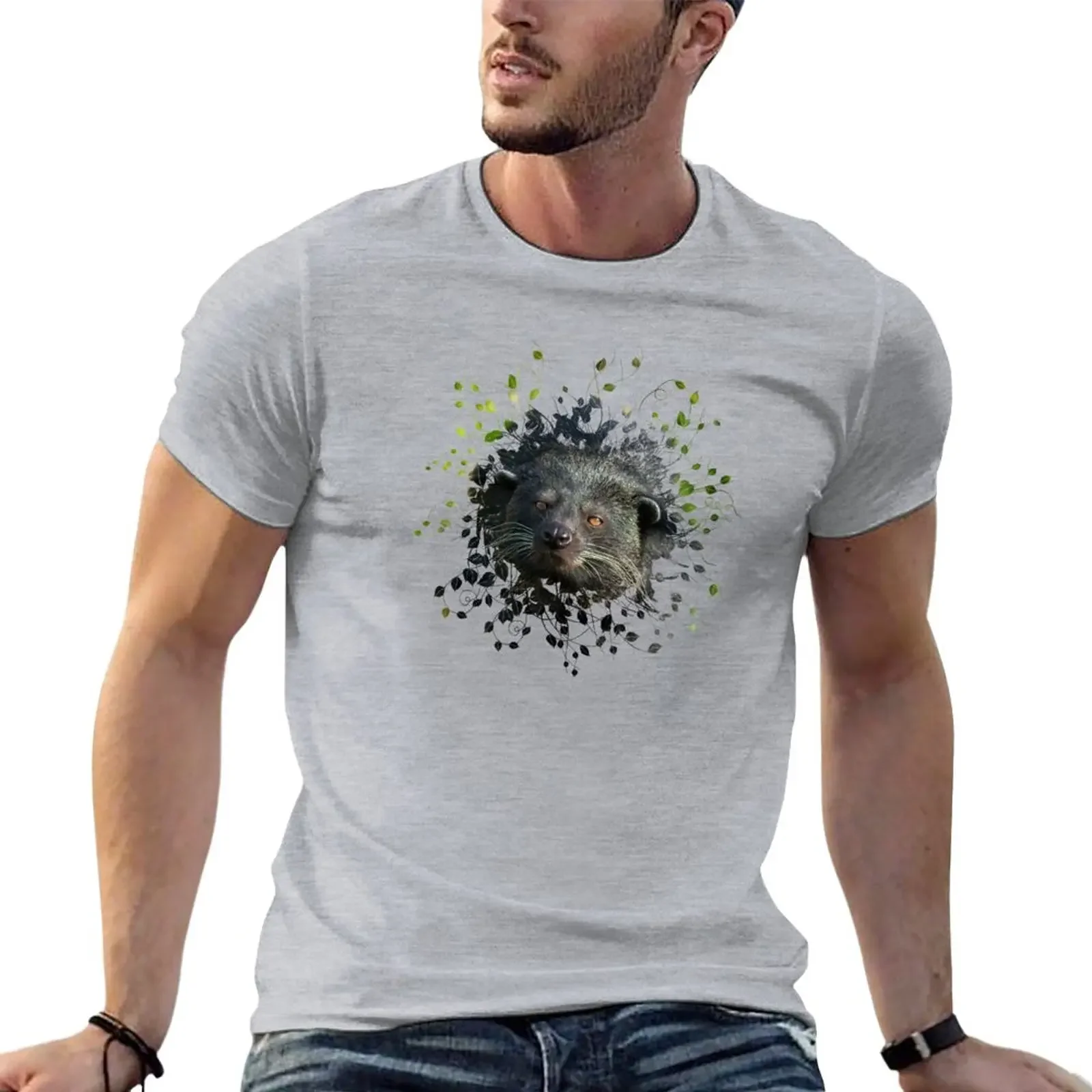 Binturong Looking Through The Leaves T-Shirt summer top heavyweights Men's clothing