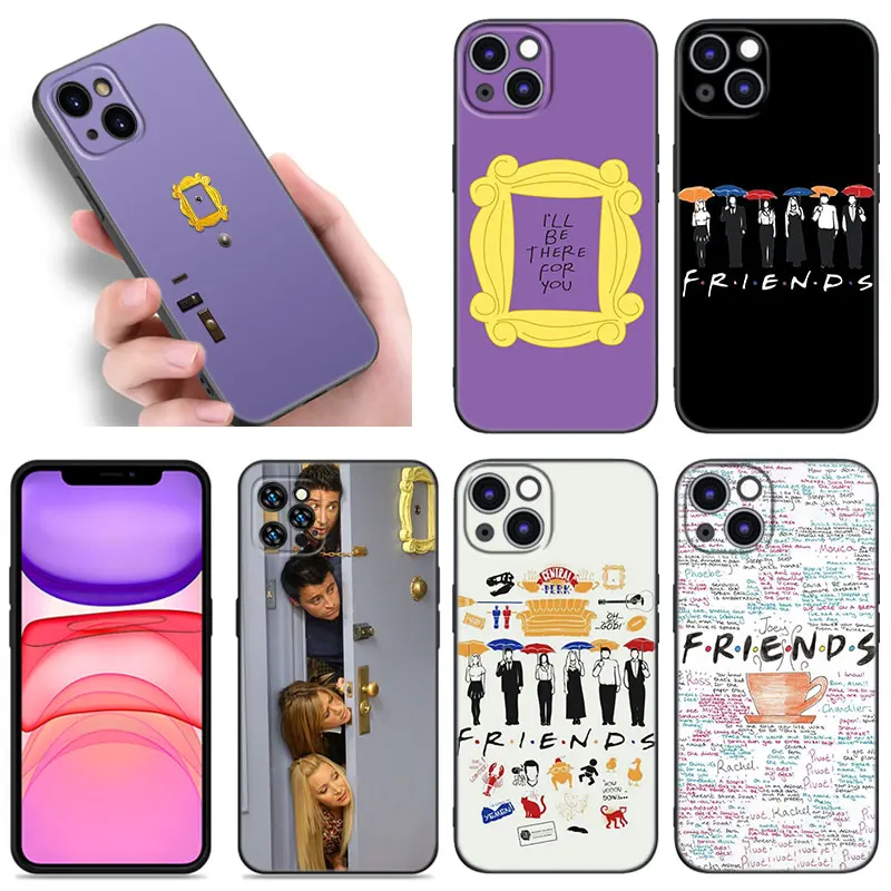 Friends TV Black Silicone Phone Case For Apple iPhone 12 13 Mini 11 14 15 16 Pro Max 7 8 Plus