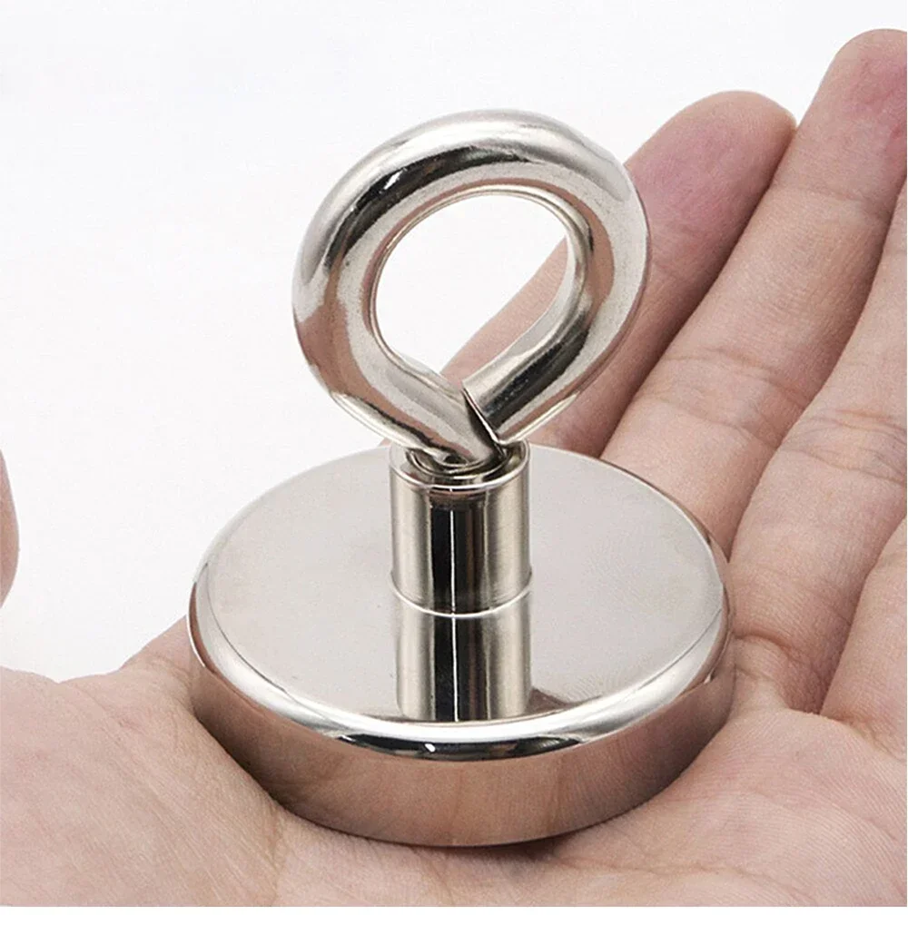 Magnetic Hook Magnet Searcher Magnet Strong Neodymium Salvage Magnet Deep Sea Fishing Magnets with Ring Round Powerful Search