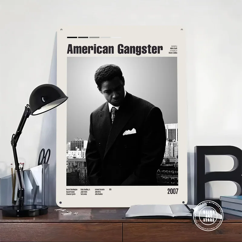 American Gangster Movie Poster Retro 3D Printed Metal Signs Customized Wall Hanging Gift for Office Decor Room Bar Accessories