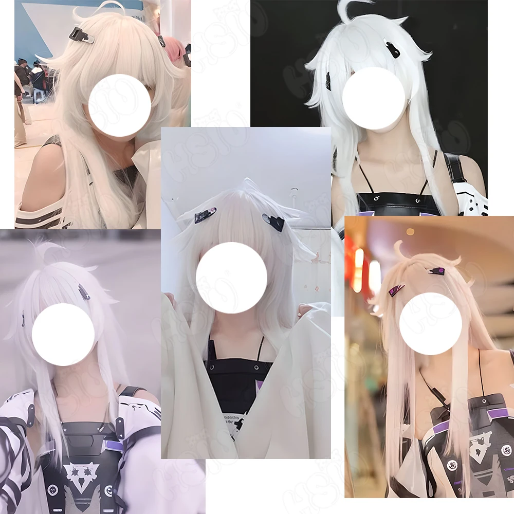 Game Punishing Gray Raven No.21 XXI Cosplay Wig Fiber synthetic wig「HSIU 」White jade perm craft long Wig+Wig cap