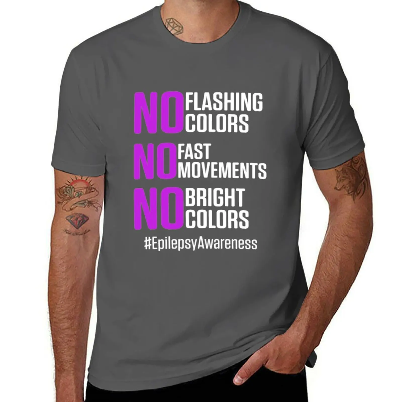 

NO Flashing colors fast Movements Bright Epilepsy T-Shirt Plus Size Solid Color T-Shirt