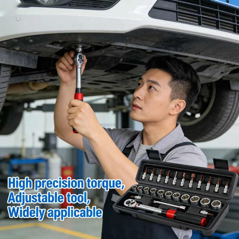 

Набор из 15 предметов: динамометрический ключ для велосипеда, 1/4 дюйма, двусторонний, с набором торцевых головок и шестигранных ключей, прецизионный инструмент для ремонта мотоциклов