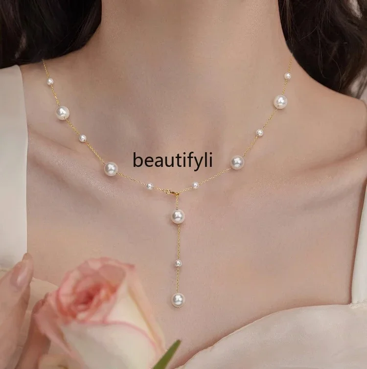 

Natural Freshwater Pearl Necklace for Women Light Luxury Minority Tassel Clavicle Necklace