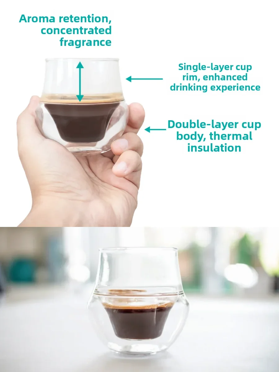 Italian Style Double Layer Heat Resistant Transparent Glass Coffee Smell And Taste Cup Espresso Kruve without Handle