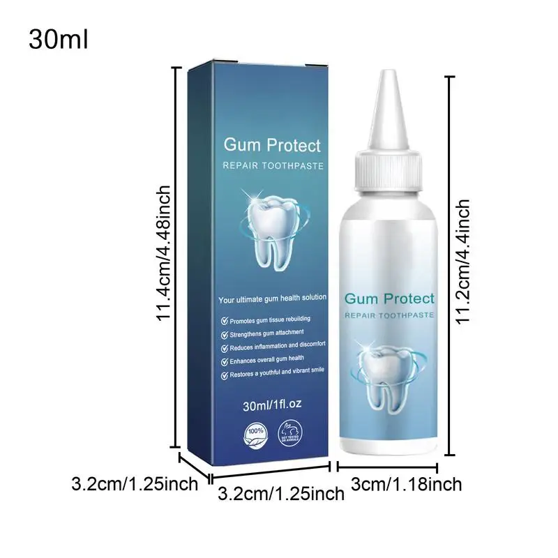 Reparo de creme dental brilhante, Creme dental suave para limpeza oral e dentária, Respiração fresca, Cuidado dos dentes, 30ml