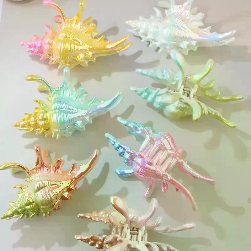 1 قطعة مشبك شعر أنيق على شكل قرش دبوس شعر محارة إبداعية هدية ملونة لصيف الشاطئ أغطية الرأس إكسسوارات الشعر #4