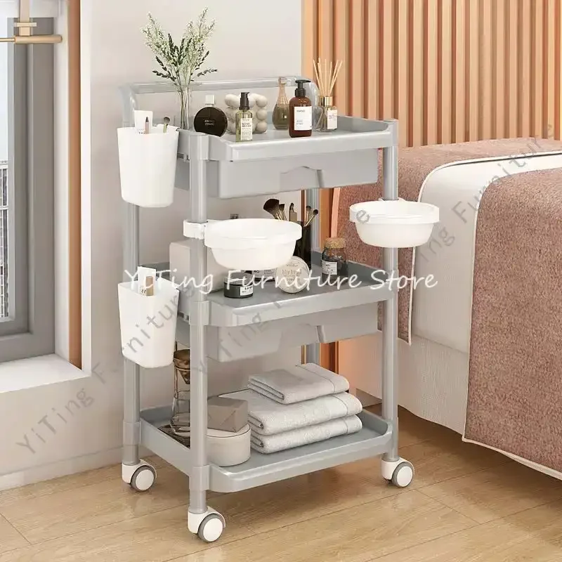 Rolling Beauty Manicure Salon Trolley Cosmetic Tattoo Storage Salon Trolley Medical Lash Chariot Coiffure Beauty Furniture KMST