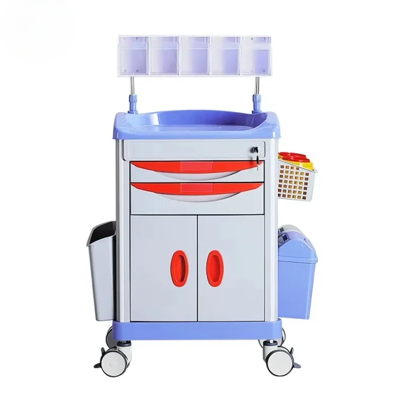 Manufacturer wholesale custom hospital medical ABS plastic anesthesia drug trolley double row anesthesia box for sale