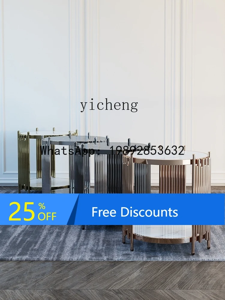 

AA light luxury marble edge few living room cabinet corner few balcony small round table simple and modern