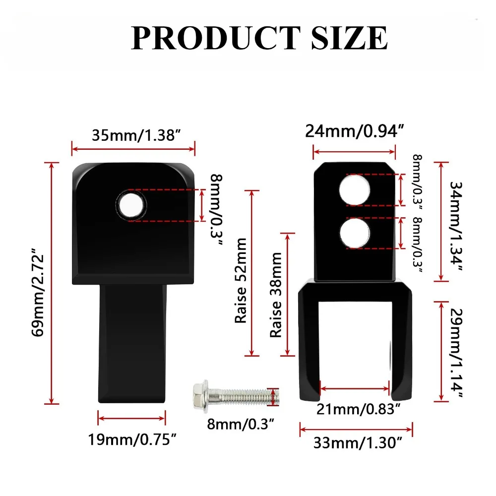 Adaptateur universel pour amortisseur de moto, 8mm, crochet M8 pour RL D343, vélo, scooter, cyclomoteur, Bumosquito, extension