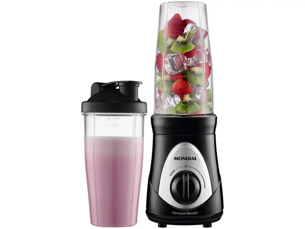 Liquidificador Mondial Personal Blender DG-01 2 Velocidades 300W Preto e Prata - 110V