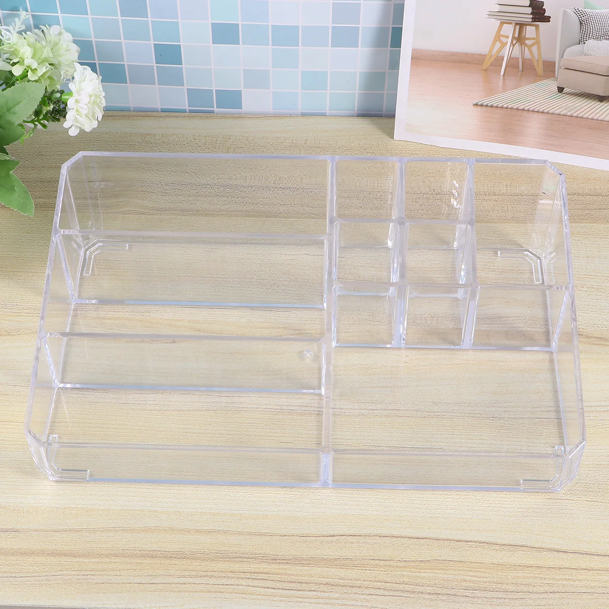 

1Pcs Large Acrylic Lipstick Storage Box Transparent Cosmetics Organizer Desktop Makeup Holder Lipstick Storage Box