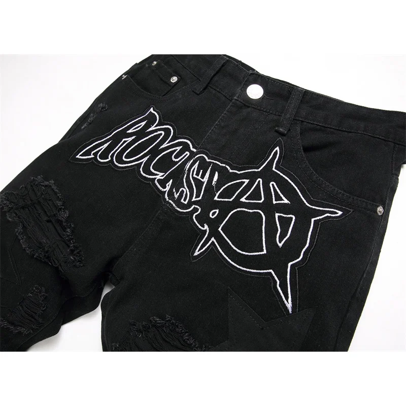 Black ripped jeans men's fashion fashion brand personality punk handsome motorcycle stretch casual skinny pants