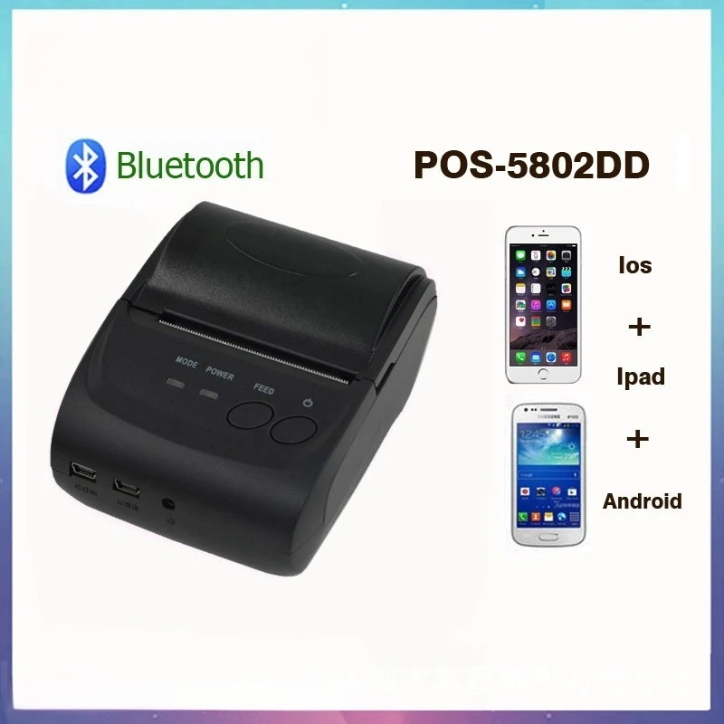 

58Mm Bluetooth 4.0 Portable Receipt Thermal Printer, Portable Wireless Bluetooth Printer
