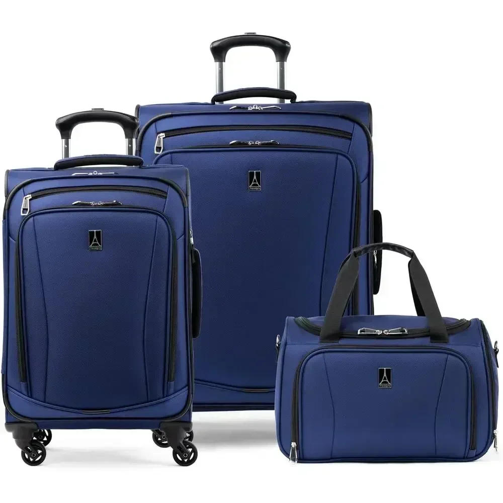 3-Piece Luggage Set: Underseat Tote, Convertible Carry-On, 28-Inch Expandable Suitcase with 4 Spinner Wheels, Blue