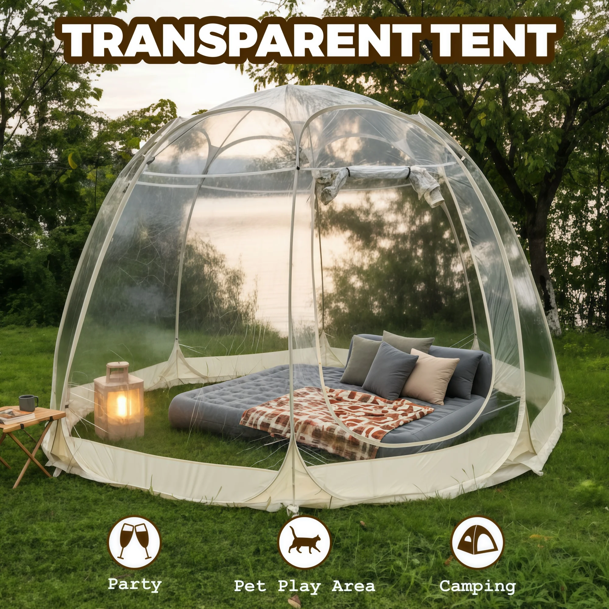 Clear Bubble Tent 2 Person Pop Up Transparent PVC Dome Forest Glamping Camping Backyard Patio Couple Stargazing Hot Sale