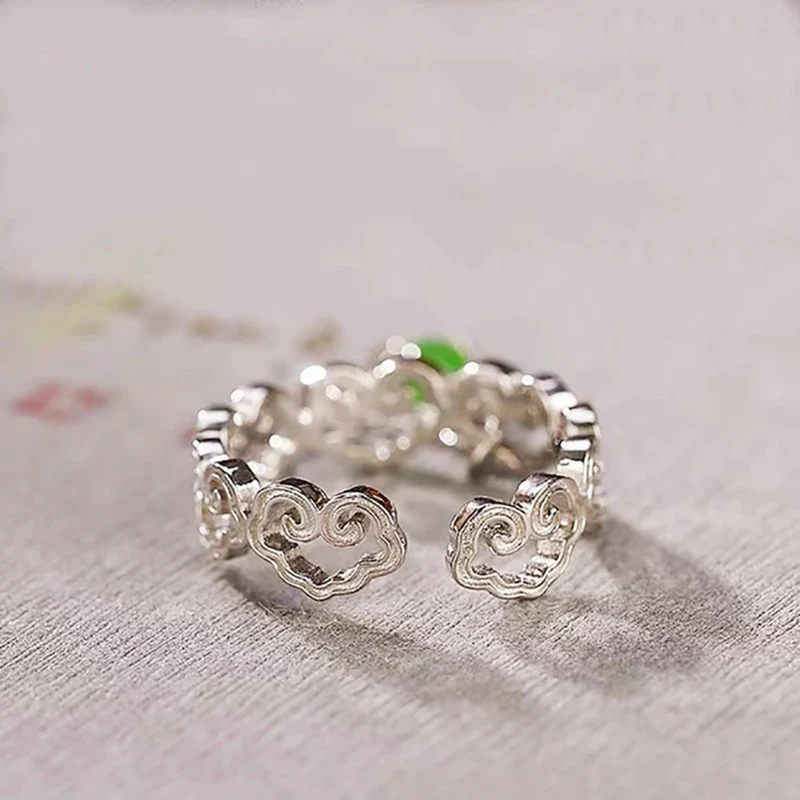 Catena con gocce d'acqua Anello nuvola di buon auspicio Anelli per dito indice Ruyi in stile cinese nuovo da donna KOFSAC