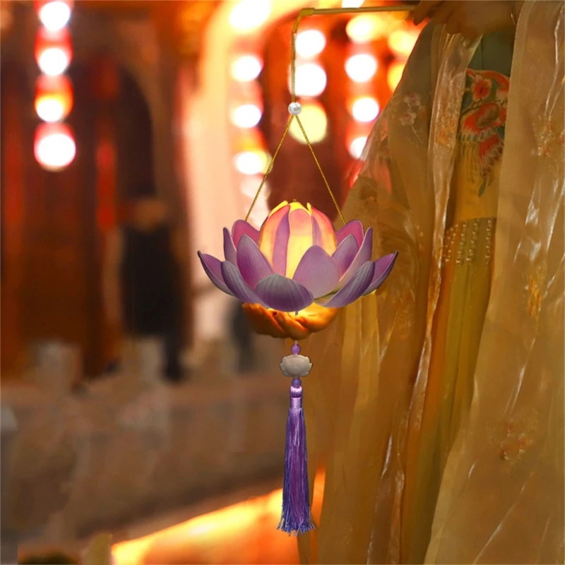 Blossom Flower Lanterns Artifitial Flower Lamp Traditional Hanfu Costume Accessories for MidAutumn Festival Party Decor