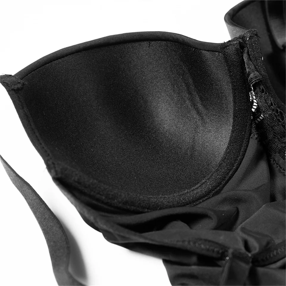 Spitzen-Bodysuit mit Füllschale für Damen, Hautfarbene Enge Bodys, Einfarbiger Netz-Bodysuit, Sexy Shapewear, Figurformender Body – Detail 11