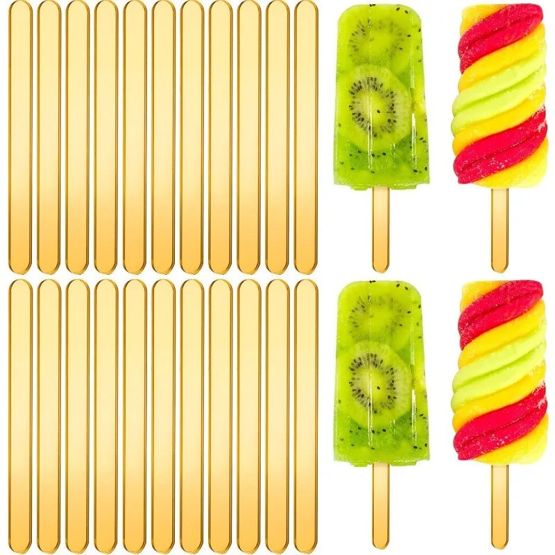 10/100pcs Acrylic Ice Cream Sticks Creamsicle Cakesicle Cake Candy Pop Sticks Reusable DIY Popsicle Crafts Kitchen Gadget Tools - view 2