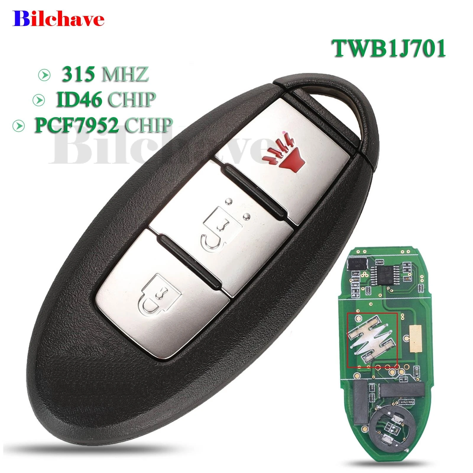 

jingyuqin For Nissan March Sunny Tiida Livina Sylphy Altima Maxima FOB 3 Buttons 315Mhz ID46 PCF7952 Chip Remote Smart Car Key