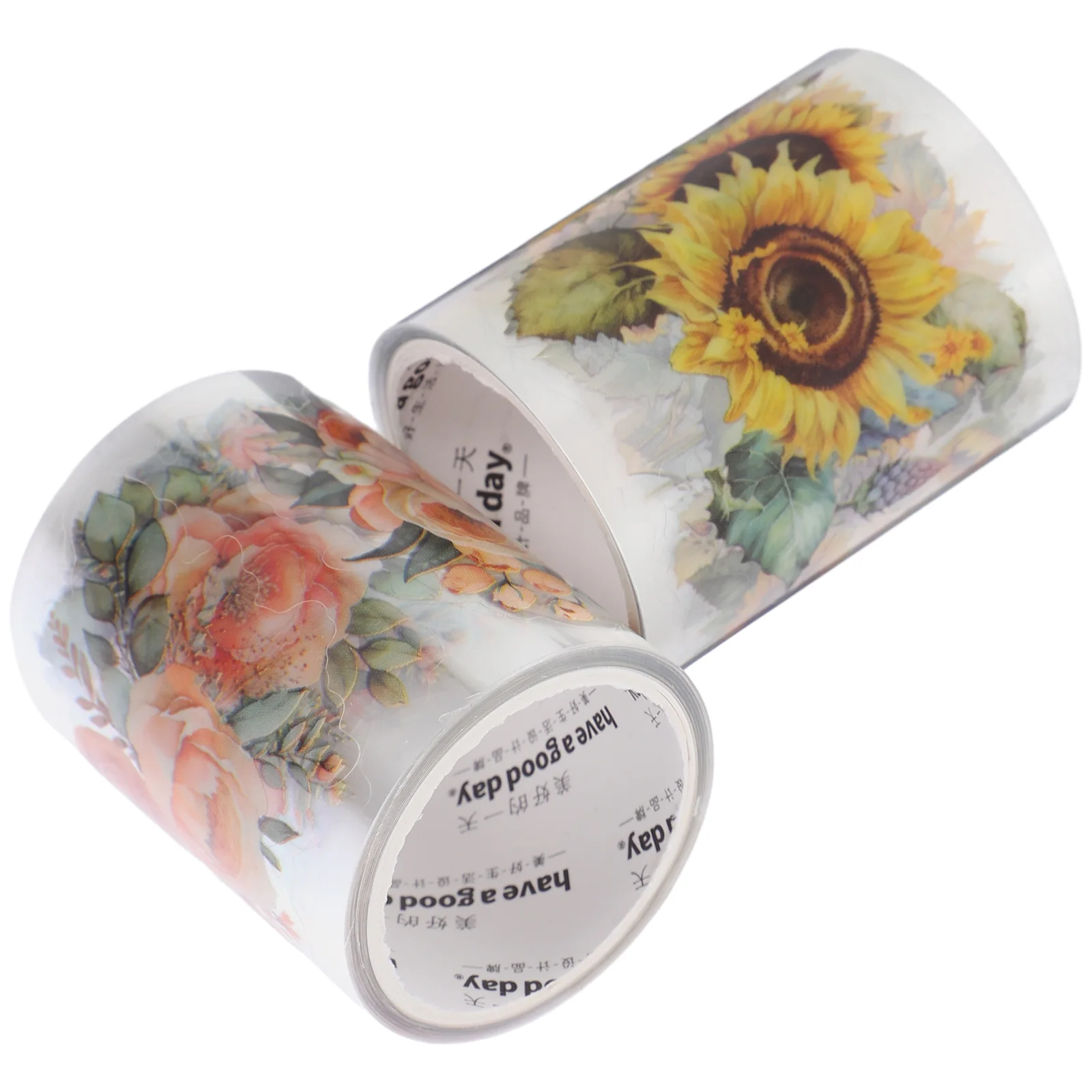 2 Rolls Sunflower Handbook Decoration Double Sided Duct Tape Books with Pet The Sticker Decorative Scrapbook