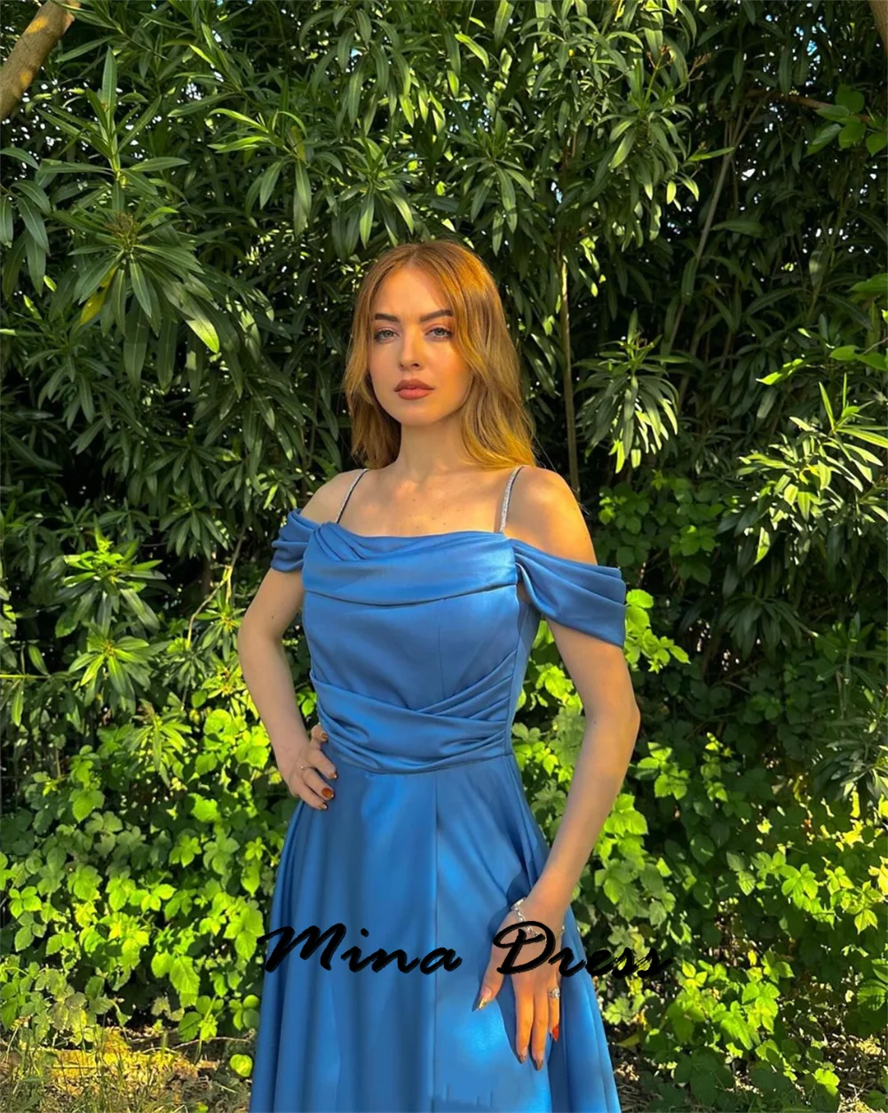 Mina Customized Spaghetti Straps Elegant Party Dresses 2024 for Wedding Guest Dress Women One Shoulder Backless Pleated Evening