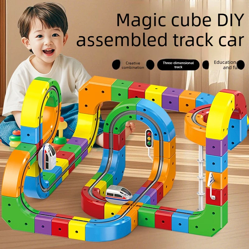 

Набор электрических магнитных дорожек с антигравитационными транспортными средствами, 100 шт., строительная игрушка STEM, креативная модель железной дороги «сделай сам», подарок