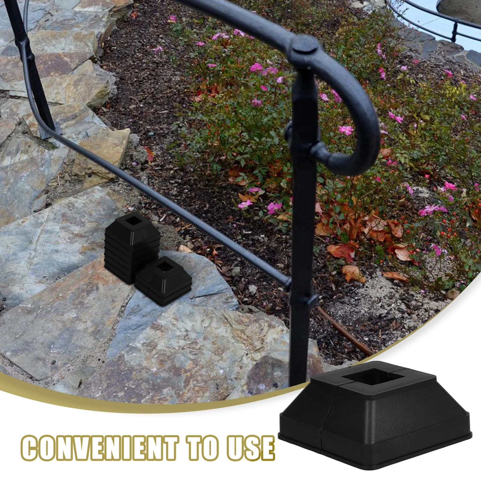 8개입 포스트 스커트 커버 플라스틱 발끝 캡 난간 울타리 트림 장착 플레이트 PVC 울타리 브래킷 데크 포스트