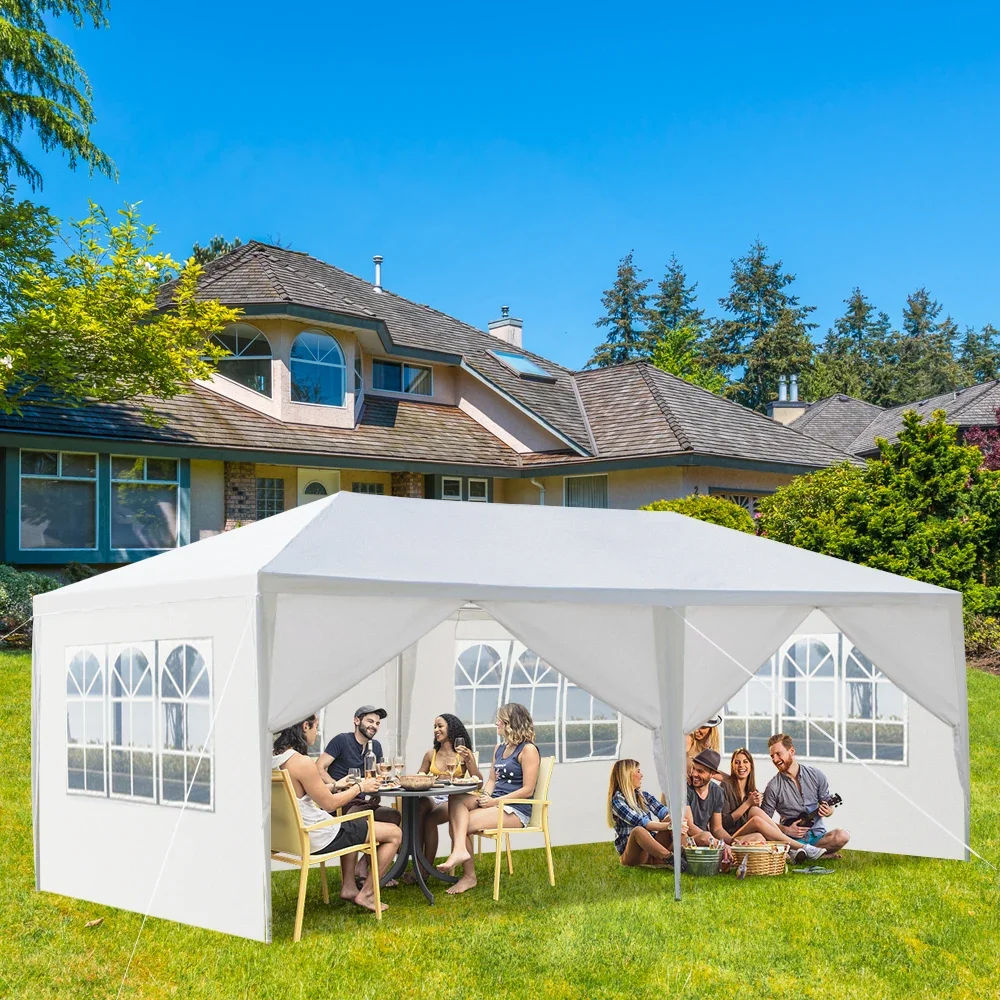 10'x20' Outdoor Party Tent with 6 Removable Sidewalls, Waterproof Canopy Patio Wedding Gazebo White Big and spacious Gazebos