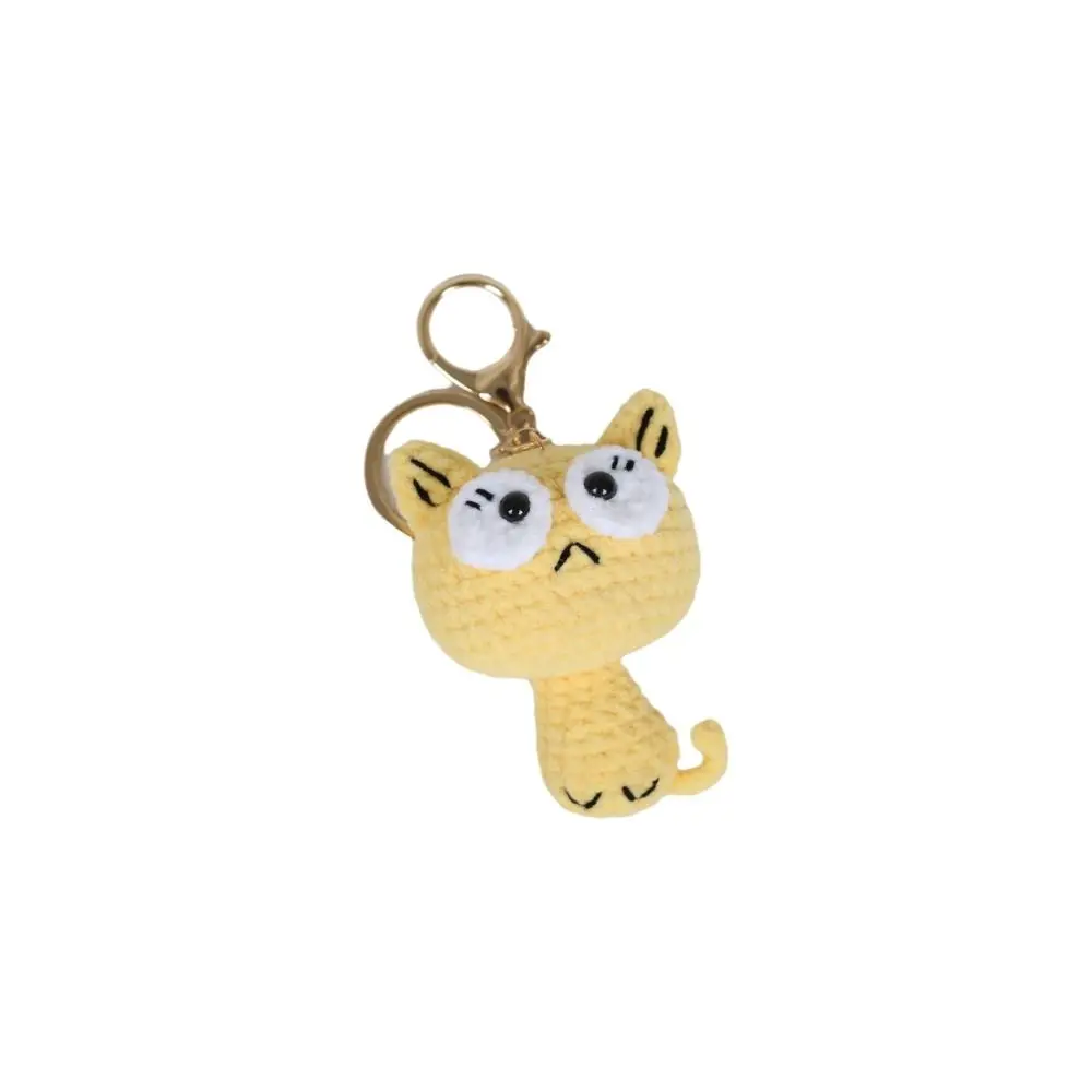 Exquisite Handmaking Cat Crochet Keyrings Animal Doll Cartoon Black Kitten Keyrings Woven Cute Knitted Key Ring Bag Charm - view 5