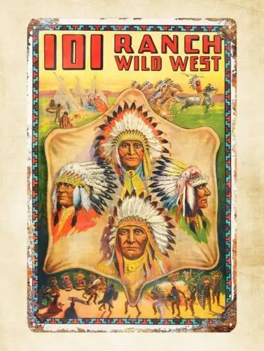 interior stylist 101 Ranch Wild West  headdress metal tin sign