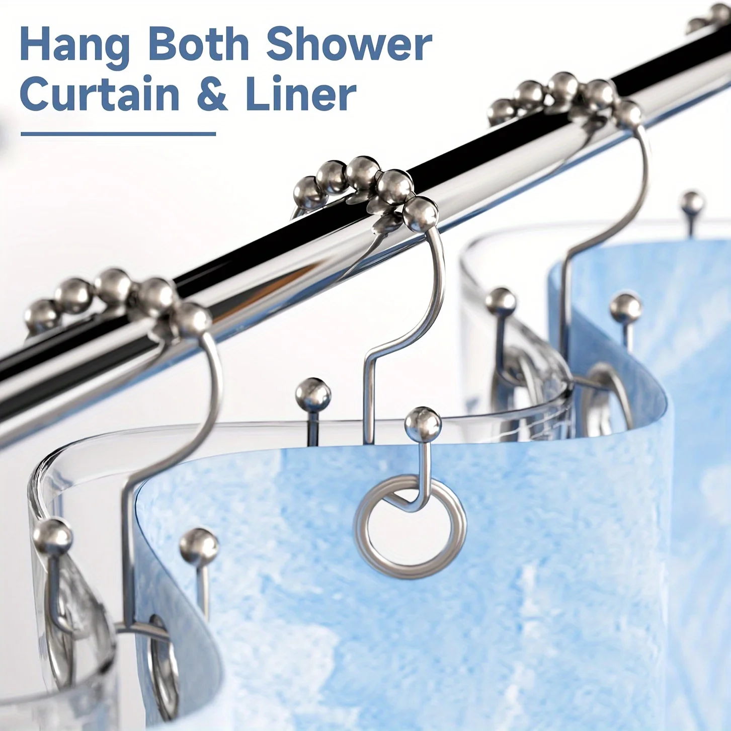 Stainless Steel Double Slide Shower Curtain Hook With Ball Bearings - Suitable For Bathroom Shower Rods