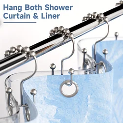 Stainless Steel Double Slide Shower Curtain Hook With Ball Bearings - Suitable For Bathroom Shower Rods