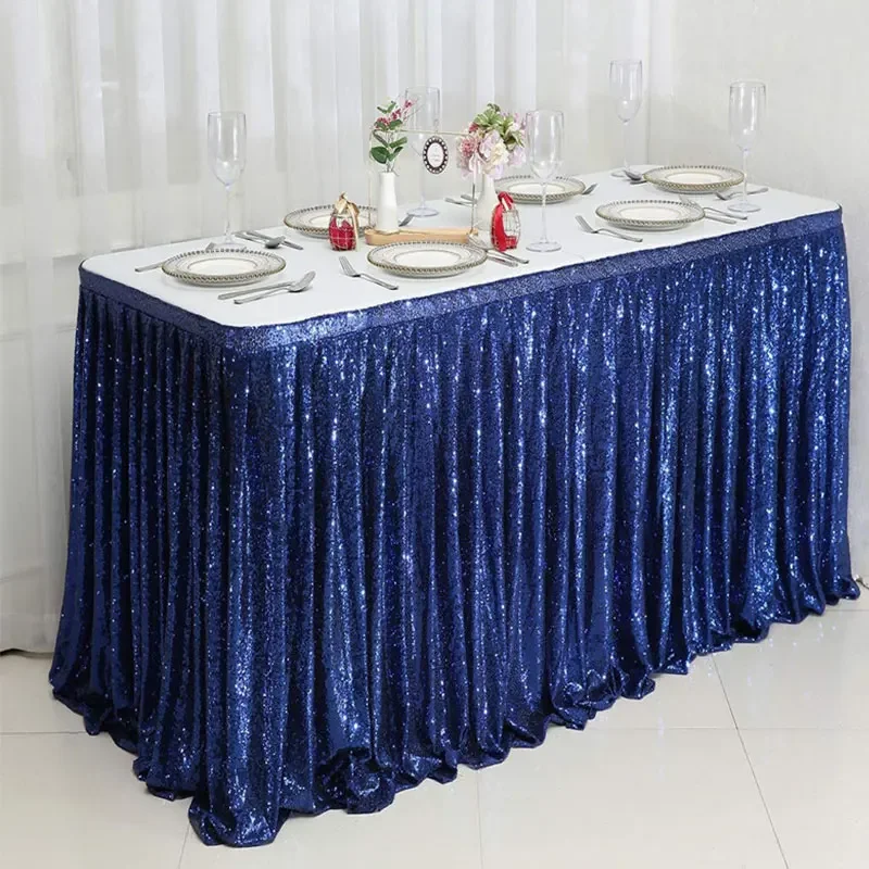 Saia De Mesa De Brilho Retangular, Cobertura De Mesa, Capa De Lantejoulas, Casamento, Natal, Festa De Aniversário, Acessórios De Decoração De Casa