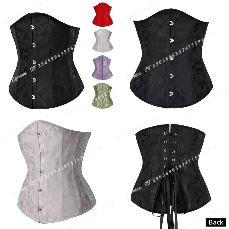 Women Floral Underbust Corset Push Up Boned Bustier Front Busk Gothic Sexy Shapewear Waist Trainer Vintage Style Lingerie